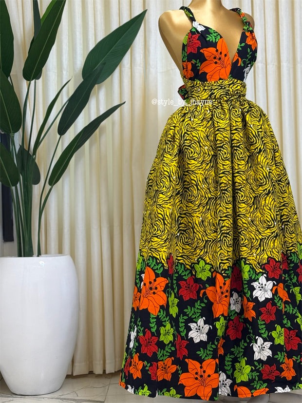 Yellow infinity floral dress
