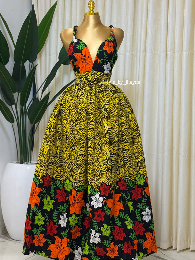 Yellow infinity floral dress